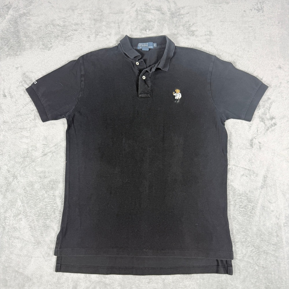 Polo Ralph Lauren Mens M Polo Shirt Black Polo Bear Tuxedo RL13 Short Sleeve